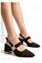 Bellamor Women's Satin Stone Buckle Thick Heeled Shoes - 2