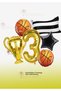 Basketball Themed Fan Party Set - Basketball Balloon - Trophy Balloon - Black and White Flag Balloon 1 Year Old