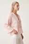 Women's Cotton Lace Detailed Jacquard Tasseled Kimono Ru-7012 - 7