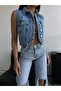 Women's Shirt Slim Fit Short Denim Vest - 2
