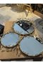 Set of 3 Mirrored Decorative Trays Gold Metal Presentation Tray with Crystal Stone Detail - 7