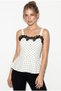 Women's White Black Lace Detailed Strappy Polka Dot Peplum Blouse 5557 60286338 - 4