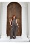 Women's Khaki Premium Cupra Modal Chiffon Detailed Garnished Top and Bottom Set Frv0194 - 2