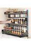 Adjustable Kitchen Spice Rack Organizer, Space Saving Metal Storage Shelf with Multiple Tiers and Utility Hooks