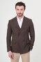 Straight Slim Fit Wide Collar Double Breasted Pocket 100% Linen Men's Jacket Dark Brown - 41488.26Y - 4