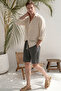 Lightweight and Comfortable Wide-Legged Muslin Shorts - Smoked - 2