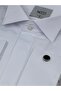 Men's Slim Fit Ata Collar Satin Hidden Buttoned White Bridegroom Shirt 2112B - 2