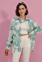 Women's Basic Oversize Patterned Cotton D. Mint Shirt - 3