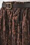 Women's Belted Pleated Patterned Brown Skirt - 5