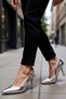 Women's Thin Heeled Slingback Shoes Metallic Shiny Leather Medium Heel Classic Cut Daily Comfortable Stylish - 2
