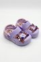 Baby Girl Lilac Non-Slip Sea Slippers with Teddy Bear Figure - 2
