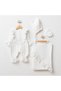 4-Layer Muslin Button Detailed Lace 4-Piece Hospital Discharge Set 100% Cotton Newborn Baby Girl - 2