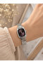 Minimal Design Silver Color Claret Red Dial Women's Wristwatch Elegant Daily Use Gift Boxed - 3