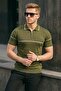 Men's Striped Casual Khaki Polo Collar T-Shirt - 4