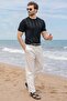 Black Vertical Striped Crew Neck Knitwear Men's T-Shirt E7505 - 5