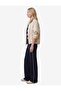 Straight Wide-Leg Trousers with Stripe Detail on the Sides - Navy Blue - 2