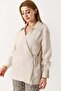 Women's Side Tie Shirt Collar Tunic Beige - 2