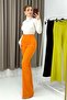 High Waist Checked Flared Trousers Orange