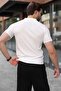 White Snap Closure Polo Collar Knitwear Men's T-Shirt E7493 - 4