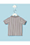 Infant Boys Grey Striped Polo Shirt - 4