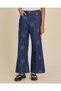 Senior Girls Navy Embroidered Wideleg Jeans