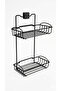 Double Layer Adhesive Bathroom Shelf Black Metal Shampoo Holder No Drilling Mounting Rustproof Shower Organizer - 2