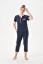 Women's Polka Dot Lace Detailed Capri Pajama Set 29131 - 3