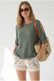 Women's Khaki Sleeveless Mercerized Knitwear Blouse Blz-19003403