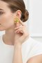 Yellow Flower Design Retro Women's Bijouterie Earrings with Green Detail - 3