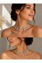 Pearl Detailed Zircon Stone Choker Necklace - 3