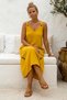 Mustard Color Strappy Tie-Up Half Lined Bird-Eye Casual Muslin Long Woven Dress 0 0 - 4
