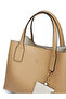 Women's Th Monogram Logo Beige Shoulder Bag with Removable Mini Strap and Wallet - 4