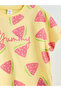Yellow Glitter Printed Girls' T-Shirt - 4