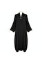 Elegant Black Embroidered Open Front Abaya