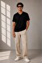 Men's Comfort Model V-Neck Short Sleeve Combed Cotton Regular Fit T-Shirt Black - 2