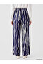 Lcw Modest Navy Blue Patterned Women's Trousers with Elastic Waist - 4