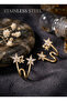 Brass Gold Plated Zircon Stone Flower Model Earrings