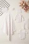 Baby Girl 7-Piece Hospital Discharge Set 0-3 Months Newborn Heart Patterned Blanket and Bodysuit Set