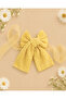 Scalloped Embroidered Yellow Tail Bow with Automatic Clip Buckle for Mother and Child - 2