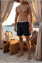 Men's Quick-Drying Swim Shorts with Pockets, Elastic Mesh Lining, Lace-Up, Black and White Detailed Swim Shorts - 2