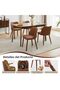 Upholstered Dining Chairs Set of 2, Modern Kitchen Chairs with Back, Fabric Side Chair with Wood Legs for Dining Room Kitchen Restaurant - Brown - 6