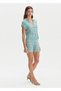 Color-Shift Turquoise Knitwear Shorts - 4