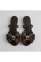 Lion Bow Tie Flat Women's Slippers Brown - 3