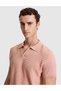 Salmon Slim Fit Linen Blend Lapel Collar Knitwear T-Shirt 50320799-Vr047 - 2