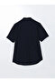 Navy Blue Regular Fit Short Sleeve Dobby Men's Textured Shirt - 6