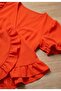 V-Neck Chiffon Mini Dress with Flounces and Gathered Sleeves - 7