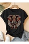 Women's Tribal Elephant Printed Oversize T-Shirt Loose Fit