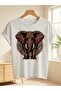 Women's Tribal Elephant Printed Oversize T-Shirt Loose Fit