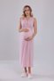 Powder Lace Design Strappy Cotton Maternity Nightgown - 4
