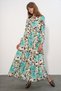 Women's Lilyum Fabric Long Hijab Dress 1513 - Turquoise - 2
